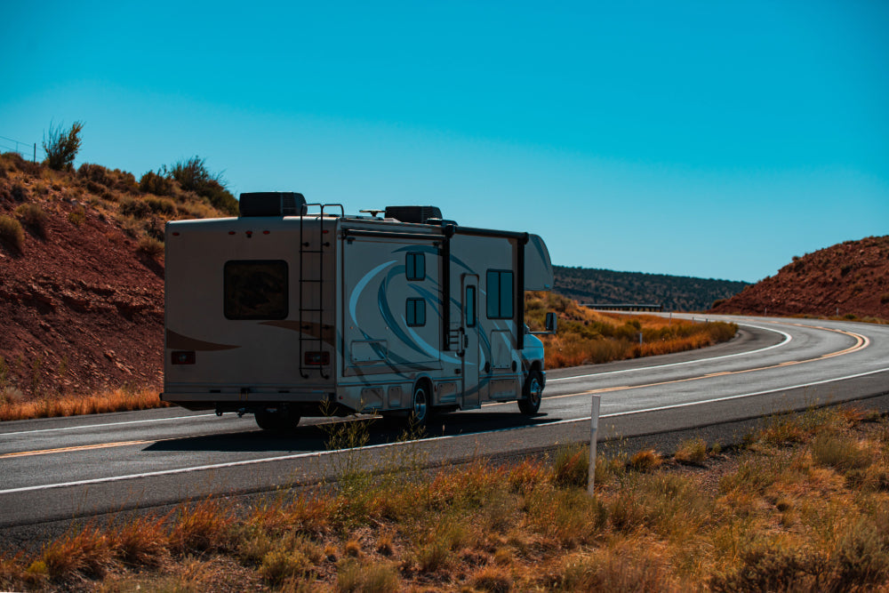 RV driving down the highway